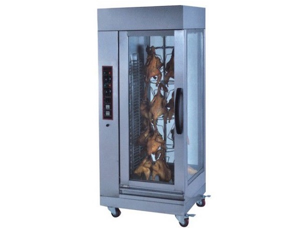 Treo vịt vào móc trục quay trong tủ lò quay điện